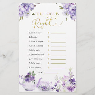 Paarse bloemige baby shower thee De prijs is goed