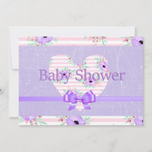 Paarse bloemige babyshower uitnodigingen voor meis