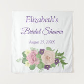 Paarse Bloemige Bruiloftsbruiloft Achtergrond Tapi Wandkleed (Voorkant)