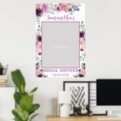 Paarse Bloemige Bruiloftsfotoprop Frame Boho Poster (Thuiskantoor)