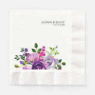 Paarse Bloemige Elegante Huwelijk Servet