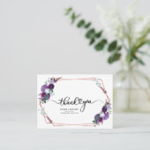 Paarse Bloemige Geometrische Gouden Frame Bedankka Visitekaartje (Staand voorkant)