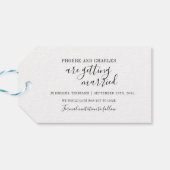 Paarse bloemige geometrische Lijst Save the Date L Cadeaulabel (Achterkant Horizontaal)