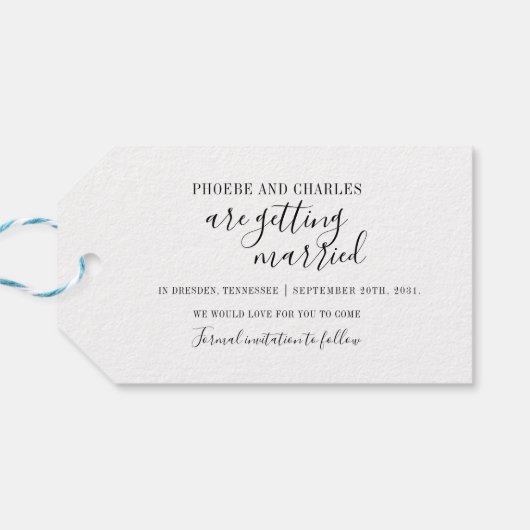 Paarse bloemige geometrische Lijst Save the Date L Cadeaulabel (Achterkant Horizontaal)