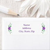 Paarse bloemige groene blad-adreslabels etiket (Insitu)