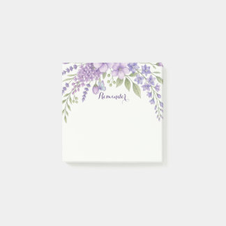 Paarse bloemige herinnering plakbriefjes, lavendel post-it® notes