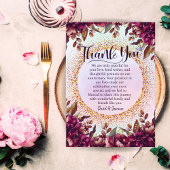 Paarse bloemige huwelijksjubileumfeestje bedankkaart