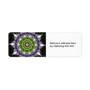 Paarse Bloemige Mandala Kaleidoscoop Kunst Etiket