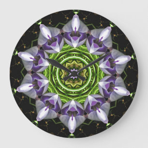 Paarse Bloemige Mandala Kaleidoscoop Kunst Grote Klok