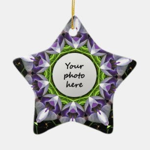 Paarse Bloemige Mandala Kaleidoscoop Kunst Keramisch Ornament