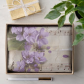 Paarse bloemige muziekblad ephemera tissuepapier (Geschenk)