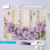 Paarse bloemige muziekblad ephemera tissuepapier (Craft)