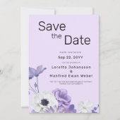 Paarse Bloemige "Save the Date" Uitnodiging (Voorkant)
