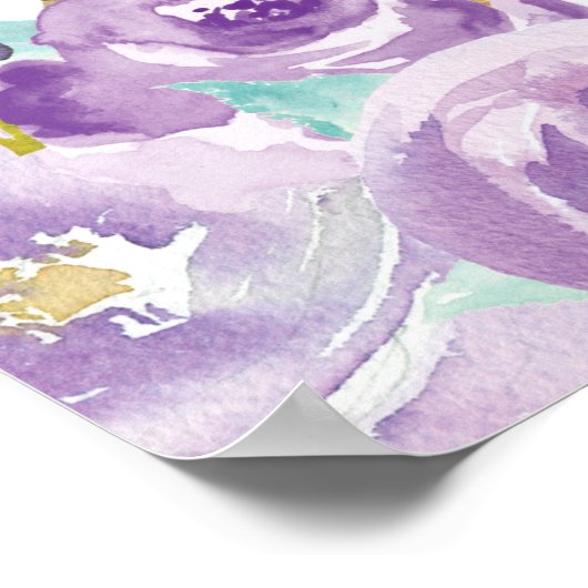 Paarse Bloemige Uil Baby Shower Achtergrond Poster (Hoek)