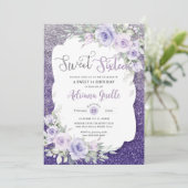 Paarse Bloemige Vlinders Zoete Zestien Kaart (Staand voorkant)