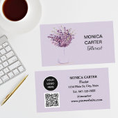 Paarse Bloemist Social media QR Code Bloemen Visitekaartje
