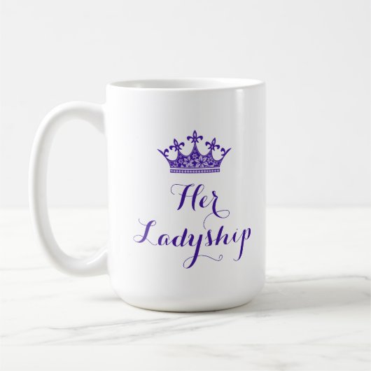 Paarse bloemkroon met Ladyship Script Koffiemok (Links)