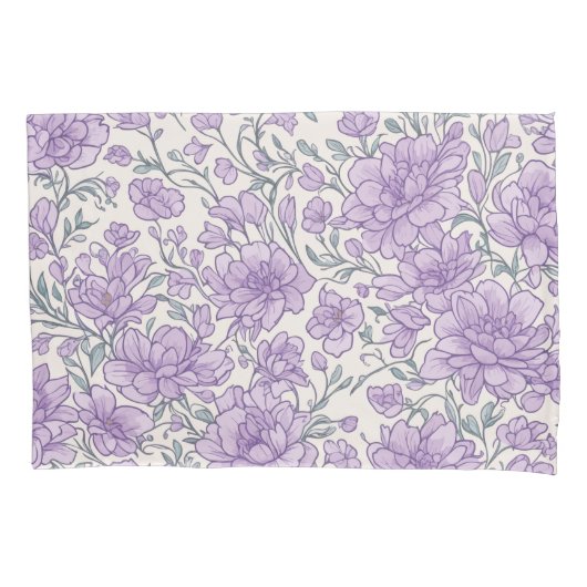Paarse bloemmotief botanische bloem kussensloop (Voorkant)