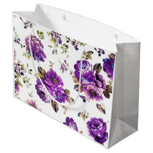 Paarse Bloemmotief Groot Cadeauzakje