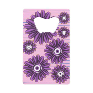 Paarse Bloemmotief Modern Abstract Bloemontwerp Kredietkaart Flessenopener