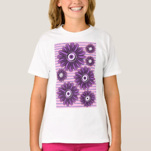 Paarse Bloemmotief Modern Abstract Bloemontwerp T-shirt