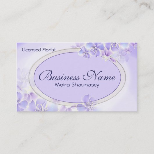 Paarse bloempastel visitekaartje (Voorkant)