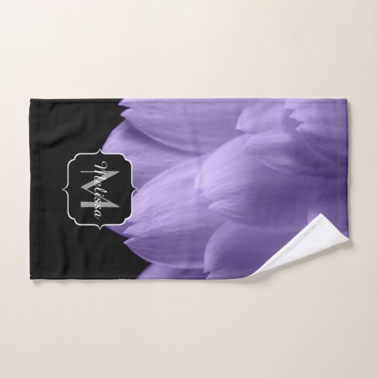 Paarse bloempitten voor ultraviolet zwart Monogram Bad Handdoek (Handdoek)