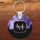 Paarse bloempitten voor ultraviolet zwart Monogram Sleutelhanger (Achterkant)
