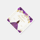 Paarse bloemprinses Quinceañera Servet (Hoek)