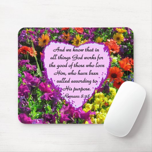 PAARSE BLOEMRIJKE ROMEINEN 8:28 FOTODESIGN MUISMAT (Met muis)