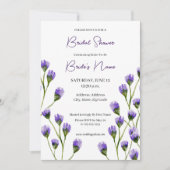 Paarse bloesem bloemenbruids doucheuitnodiging kaart (Voorkant)