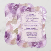 Paarse bloesems bloemenbruiloft uitnodiging (Voorkant / Achterkant)