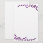 Paarse bloesems briefpapier (Voorkant / Achterkant)