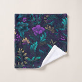 Paarse bloesems en Blauwgroen bladeren Bad Handdoek (Wasdoekje)