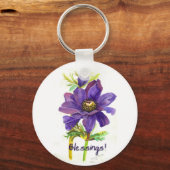 Paarse bloesems sleutelhanger (Voorkant)