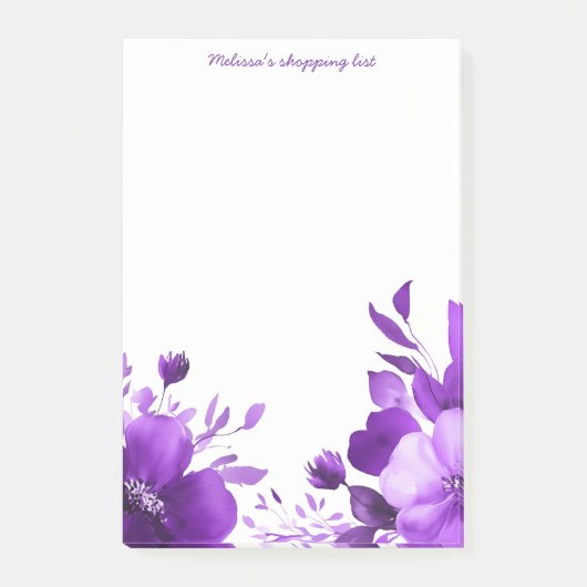 Paarse Blooms Grocery Winkellijst CUSTOM Post-it® Notes (Voorkant)