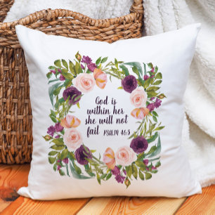Paarse Blos Bloemige God is binnen haar Christelij Kussen