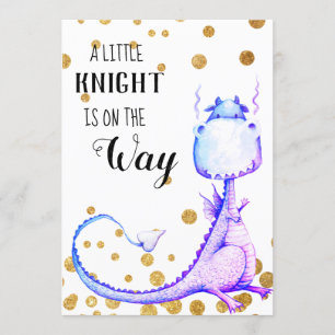 * Paarse Blue Dragon Baby Boy Shower Uitnodiging
