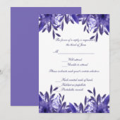 Paarse Blue Floral Foliage Wedding Response Kaart (Voorkant / Achterkant)