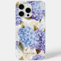 Paarse Blue hortensia gepersonaliseerde iPhone cas