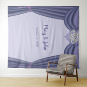 Paarse Blue Infinity Heart Weddenschap Backdrop Wandkleed (In Situ (horizontaal))