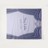 Paarse Blue Infinity Heart Weddenschap Backdrop Wandkleed (Voorkant (horizontaal))