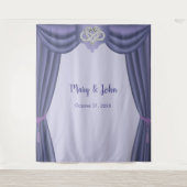 Paarse Blue Infinity Heart Weddenschap Backdrop Wandkleed (Voorkant)