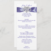 Paarse Blue Infinity Heart Wedding Menu Kaart (Voorkant / Achterkant)