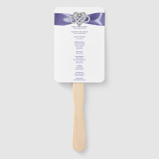 Paarse Blue Infinity Heart Wedding Program Fans Handwaaier (Achterkant)