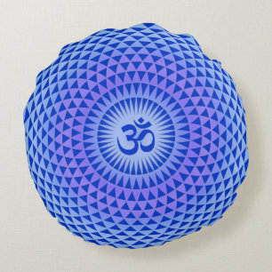Paarse Blue Lotus flower meditation wiel OM Rond Kussen
