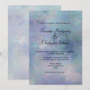 Paarse Blue Misty Waterverf Wedding Kaart
