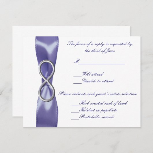 Paarse Blue Silver Infinity Wedding Response Kaart (Voorkant / Achterkant)