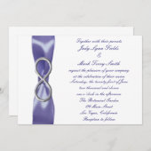 Paarse Blue Silver Infinity Wedding Uitnodiging (Voorkant / Achterkant)