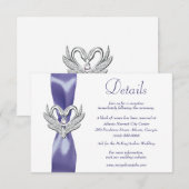 Paarse Blue Silver Swans Details Enclosure Kaart (Voorkant / Achterkant)